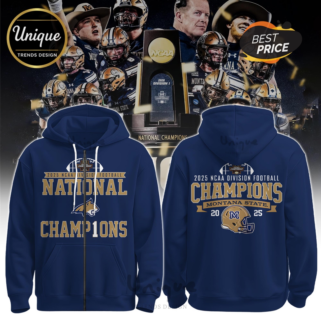 Montana State AFC North Division Champions Navy Hoodie Montana State AFC North Division Champions Navy Hoodie