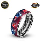 New England Patriots Super Bowl LXI Ring - Premium Silver Tungsten NFL Champions 2026