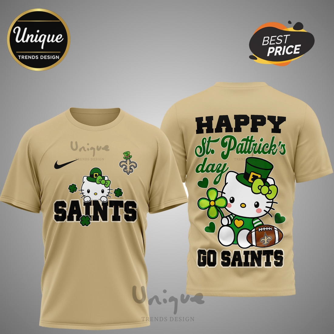 New Orleans Saints Premium NFL Hello Kitty St. Pattrick’s Day 3D Shirt New Orleans Saints Premium NFL Hello Kitty St. Pattrick’s Day 3D Shirt