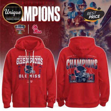Ole Miss Rebels NCAA Sugar Bowl Champions Red Hoodie
