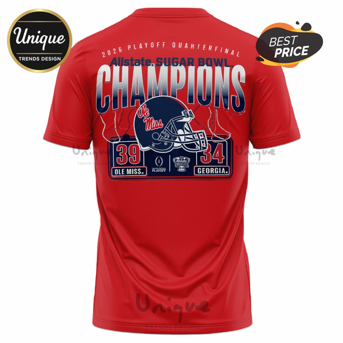 Ole Miss Rebels NCAA Sugar Bowl Champions Red Hoodie Ole Miss Rebels NCAA Sugar Bowl Champions Red Hoodie
