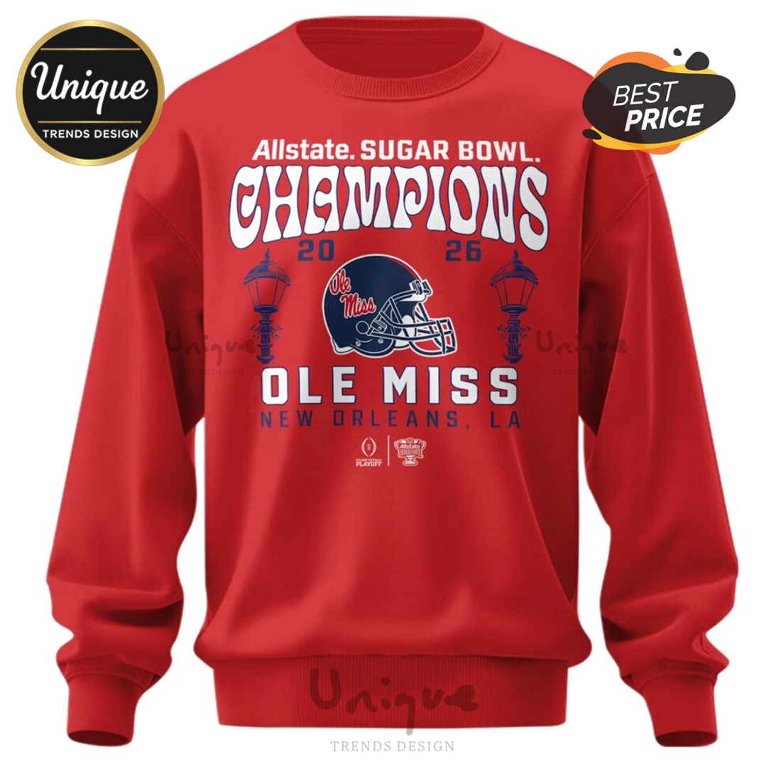 Ole Miss Rebels NCAA Sugar Bowl Champions Red Hoodie Ole Miss Rebels NCAA Sugar Bowl Champions Red Hoodie
