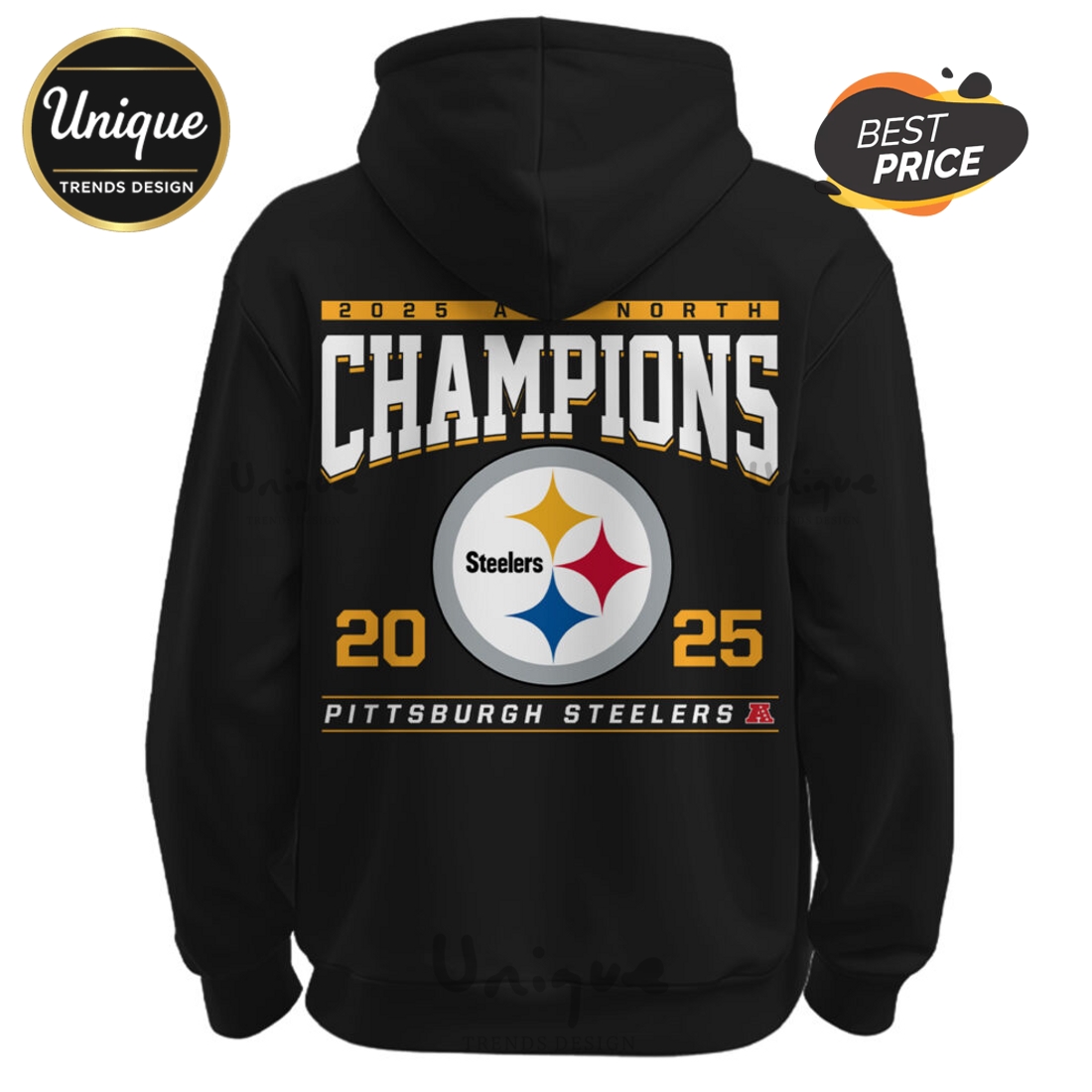 Pittsburgh Steelers AFC North Division Champions Zip Hoodie Pittsburgh Steelers AFC North Division Champions Zip Hoodie
