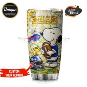 Buffalo Bills Snoopy Tumbler - Show your team pride in style! Premium stainless steel tumbler with Bills logo and Snoopy design.