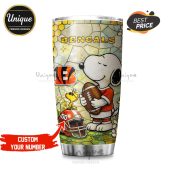 Cincinnati Bengals Snoopy tumbler. Premium stainless steel, Bengals pride design. Perfect for Bengals fans!