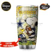 Dallas Cowboys Snoopy Pride Tumbler. Premium NFL fan drinkware featuring Snoopy in Cowboys gear showing team spirit.