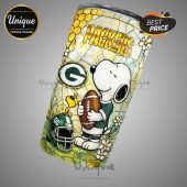 Green Bay Packers Snoopy Tumbler: Show your team pride with this premium tumbler featuring Snoopy in Packers gear.