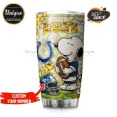 Indianapolis Colts Snoopy Tumbler: Show your team & Peanuts pride! Premium stainless steel, keeps drinks hot/cold.