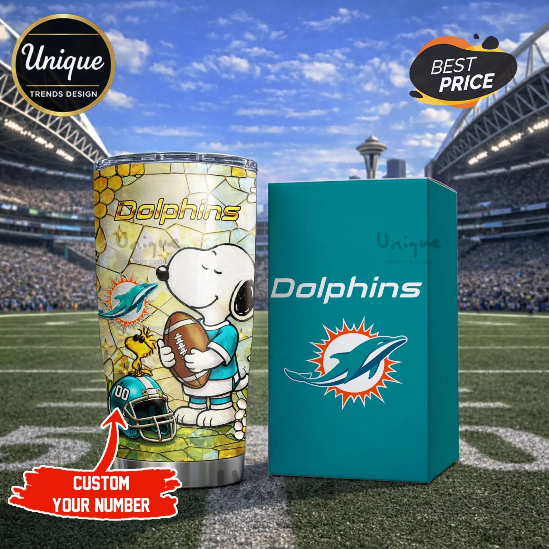 Premium Miami Dolphins NFL Snoopy Pride Tumbler Premium Miami Dolphins NFL Snoopy Pride Tumbler