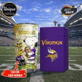 Minnesota Vikings Snoopy tumbler. Show your team pride with this premium NFL tumbler!