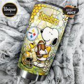 Pittsburgh Steelers Snoopy Tumbler - Show your team pride with this premium stainless steel tumbler featuring Snoopy!
