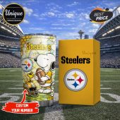 Pittsburgh Steelers Snoopy Tumbler - Show your team spirit with pride! Premium NFL fan gift.