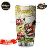 San Francisco 49ers Snoopy Tumbler - Show your team pride with this premium stainless steel tumbler featuring Snoopy!