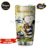 Seattle Seahawks Snoopy Tumbler: Premium stainless steel design featuring Snoopy showing team pride. Perfect for game day!