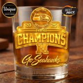 Seattle Seahawks Super Bowl LXI Whiskey Glass. Celebrate the 2026 Super Bowl with this premium NFL glassware.