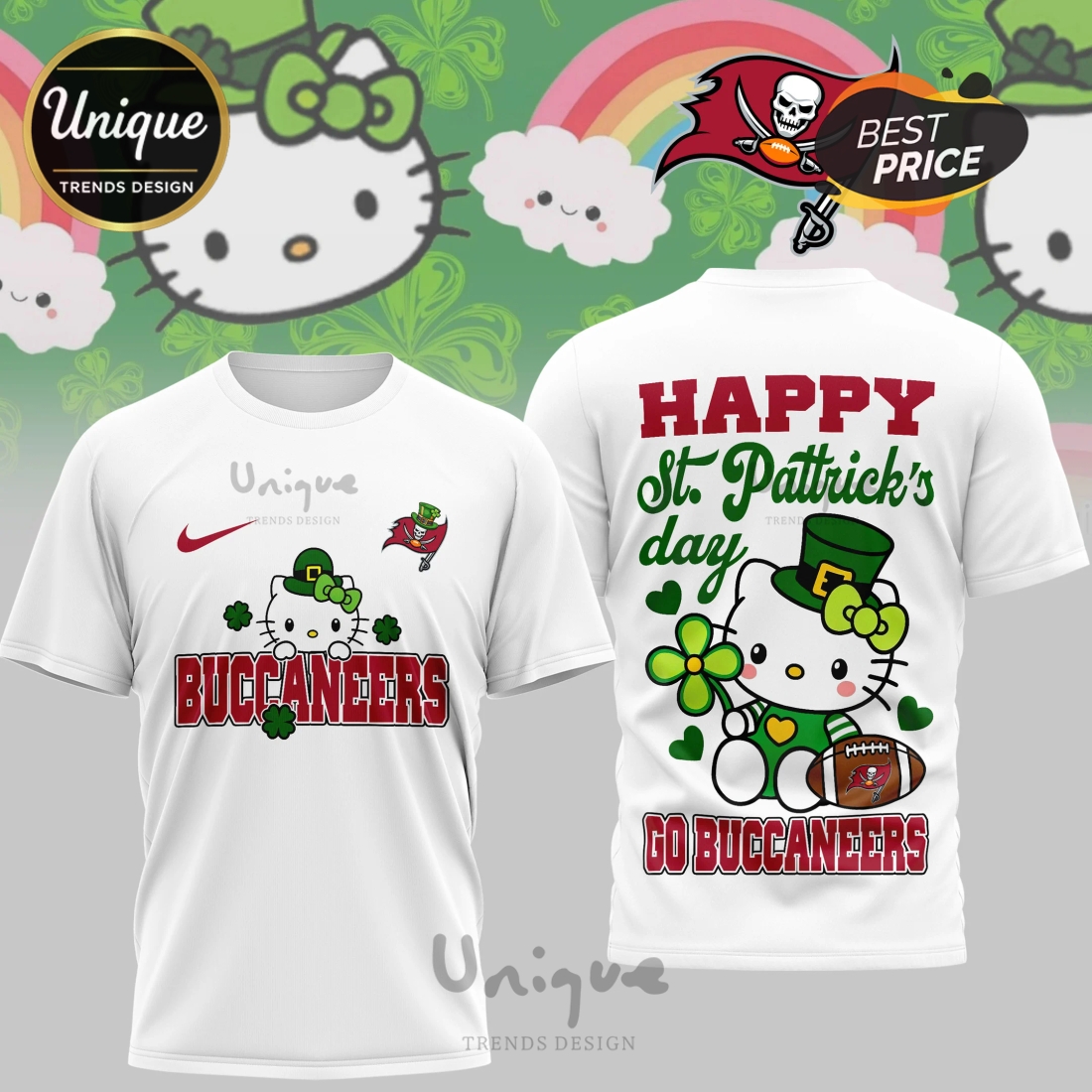 Tampa Bay Buccaneers Premium NFL Hello Kitty St. Pattrick’s Day 3D Shirt Tampa Bay Buccaneers Premium NFL Hello Kitty St. Pattrick’s Day 3D Shirt