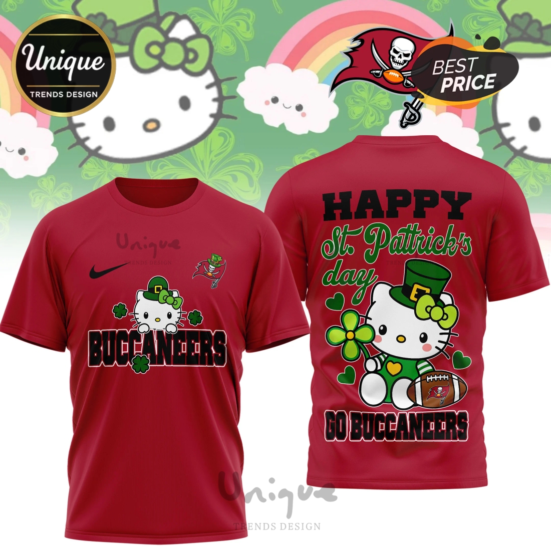 Tampa Bay Buccaneers Premium NFL Hello Kitty St. Pattrick’s Day 3D Shirt Tampa Bay Buccaneers Premium NFL Hello Kitty St. Pattrick’s Day 3D Shirt