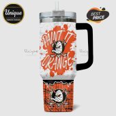 Tumbler featuring 'Paint It Orange' text and Anaheim Ducks logo with crossed hockey sticks design.!