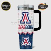 Tumbler features U of A college logos, block A designs, and the text 'BEARDOWN'.!