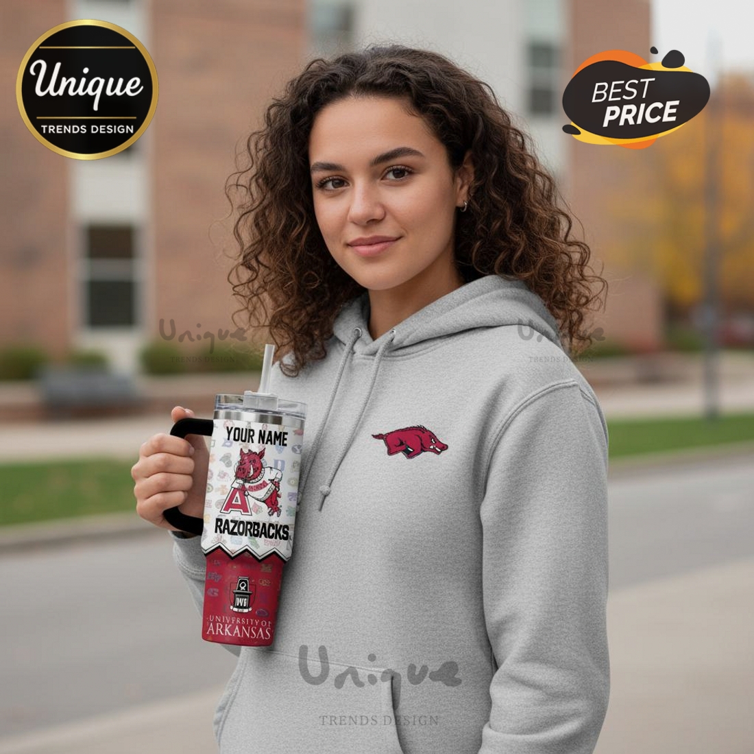 Arkansas Razorbacks Pig Sooie NCAA Stanley Style 40oz Tumbler Arkansas Razorbacks Pig Sooie NCAA Stanley Style 40oz Tumbler