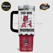 Arkansas Razorbacks stainless steel tumbler featuring team logos and custom name option!