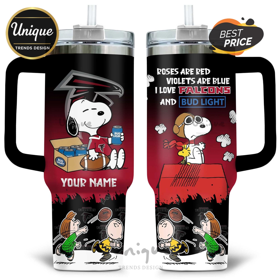 Atlanta Falcons Snoopy Bud Light Personalized Tumblers 40oz Atlanta Falcons Snoopy Bud Light Personalized Tumblers 40oz