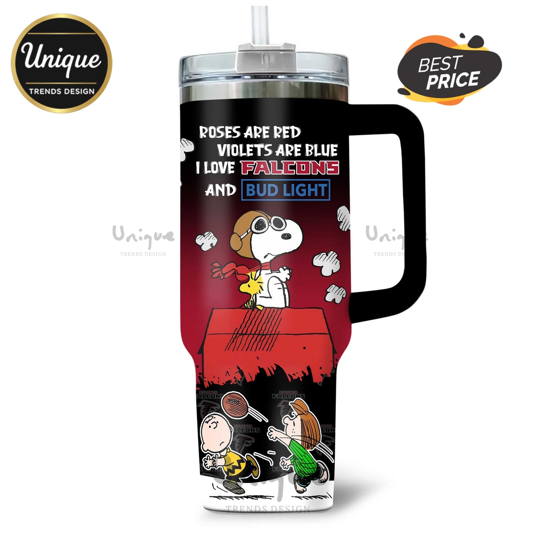 Atlanta Falcons Snoopy Bud Light Personalized Tumblers 40oz Atlanta Falcons Snoopy Bud Light Personalized Tumblers 40oz