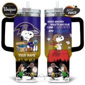 Personalized Baltimore Ravens Snoopy Bud Light 40oz Tumbler - Show your team spirit!