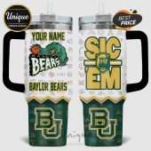 Baylor Bears tumbler with Sic 'Em graphic, team logos, and space for custom name.!