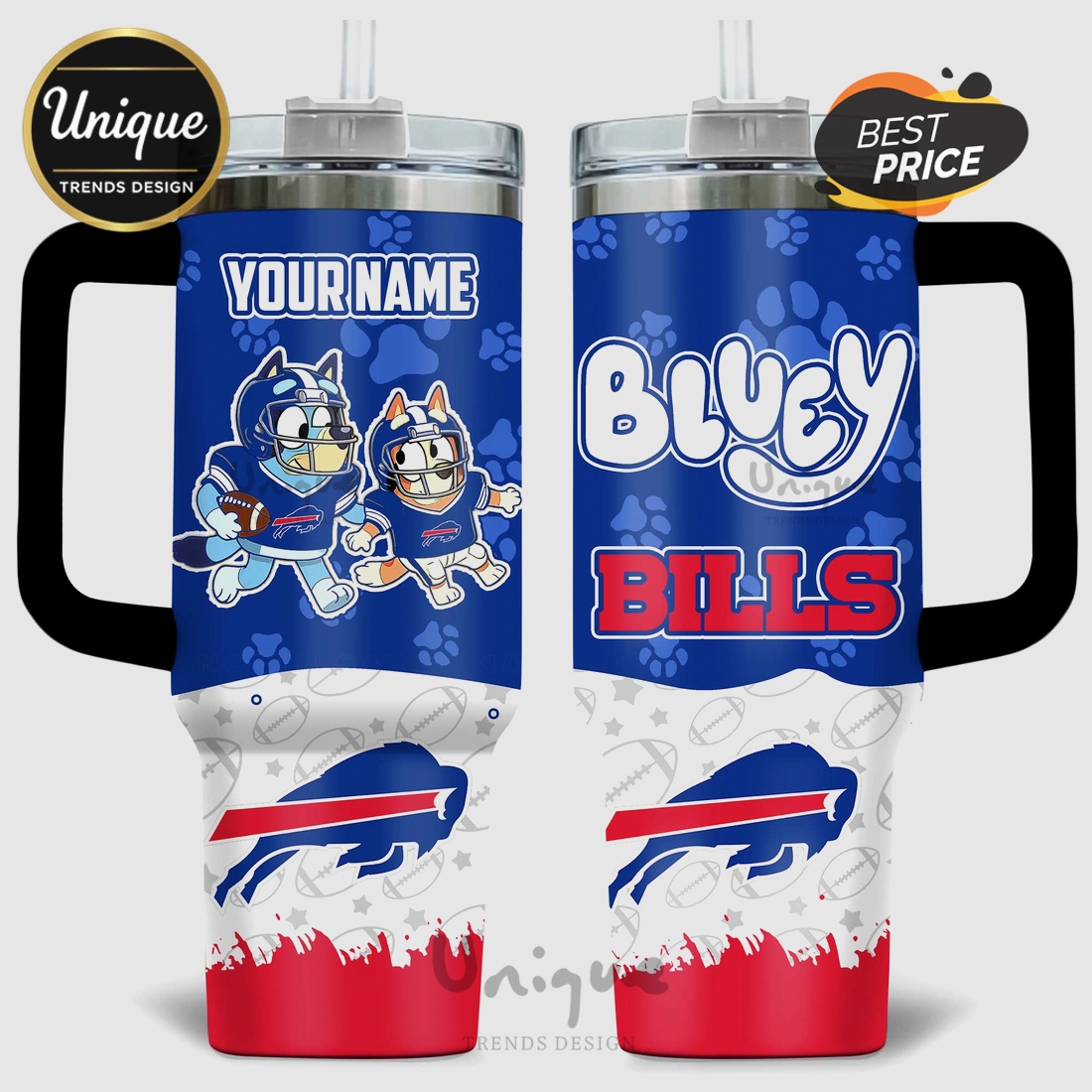 Bluey Buffalo Bills Personalized 40oz Tumbler Bluey Buffalo Bills Personalized 40oz Tumbler