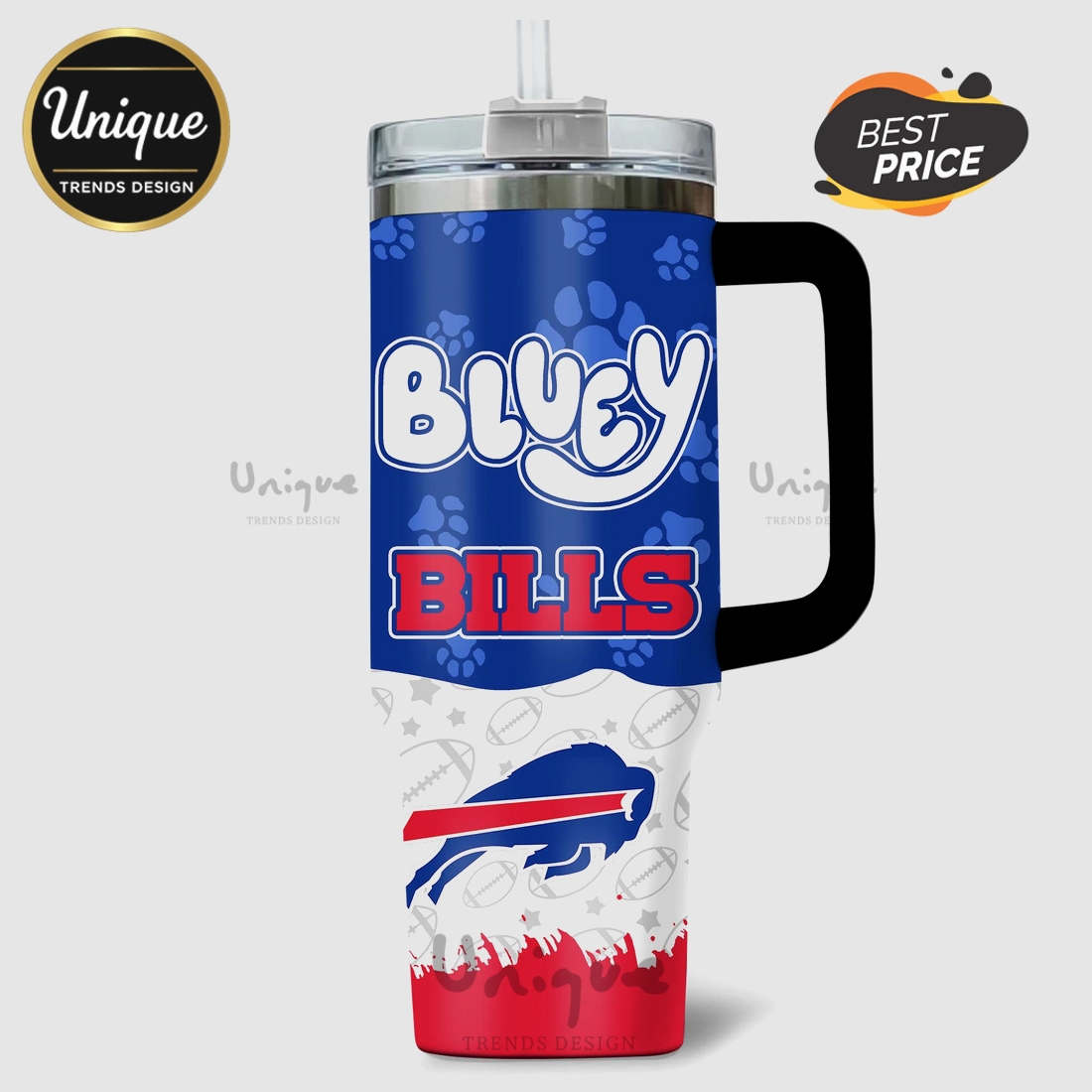 Bluey Buffalo Bills Personalized 40oz Tumbler Bluey Buffalo Bills Personalized 40oz Tumbler