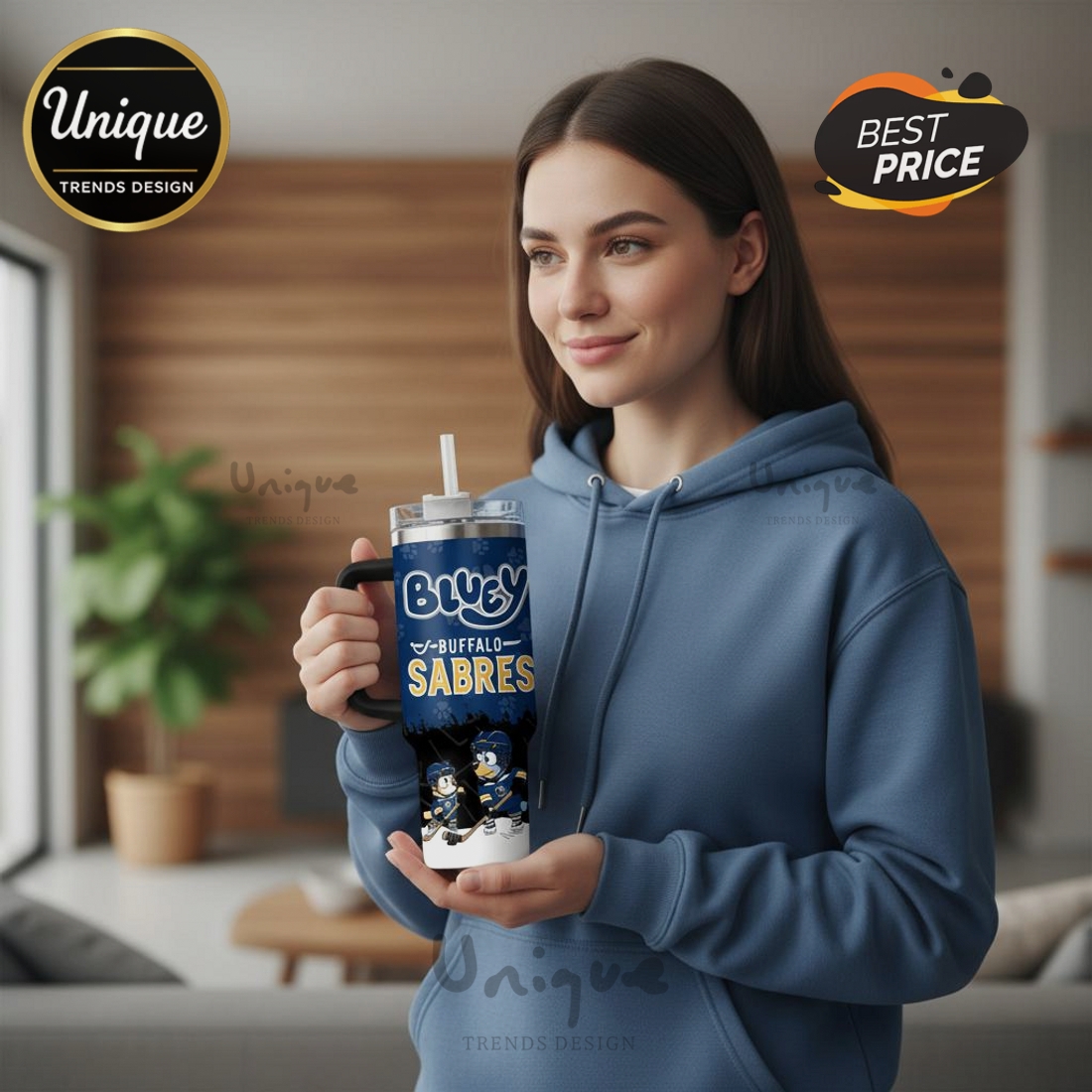 Bluey Buffalo Sabres Personalized 40oz Stanley Tumbler Bluey Buffalo Sabres Personalized 40oz Stanley Tumbler