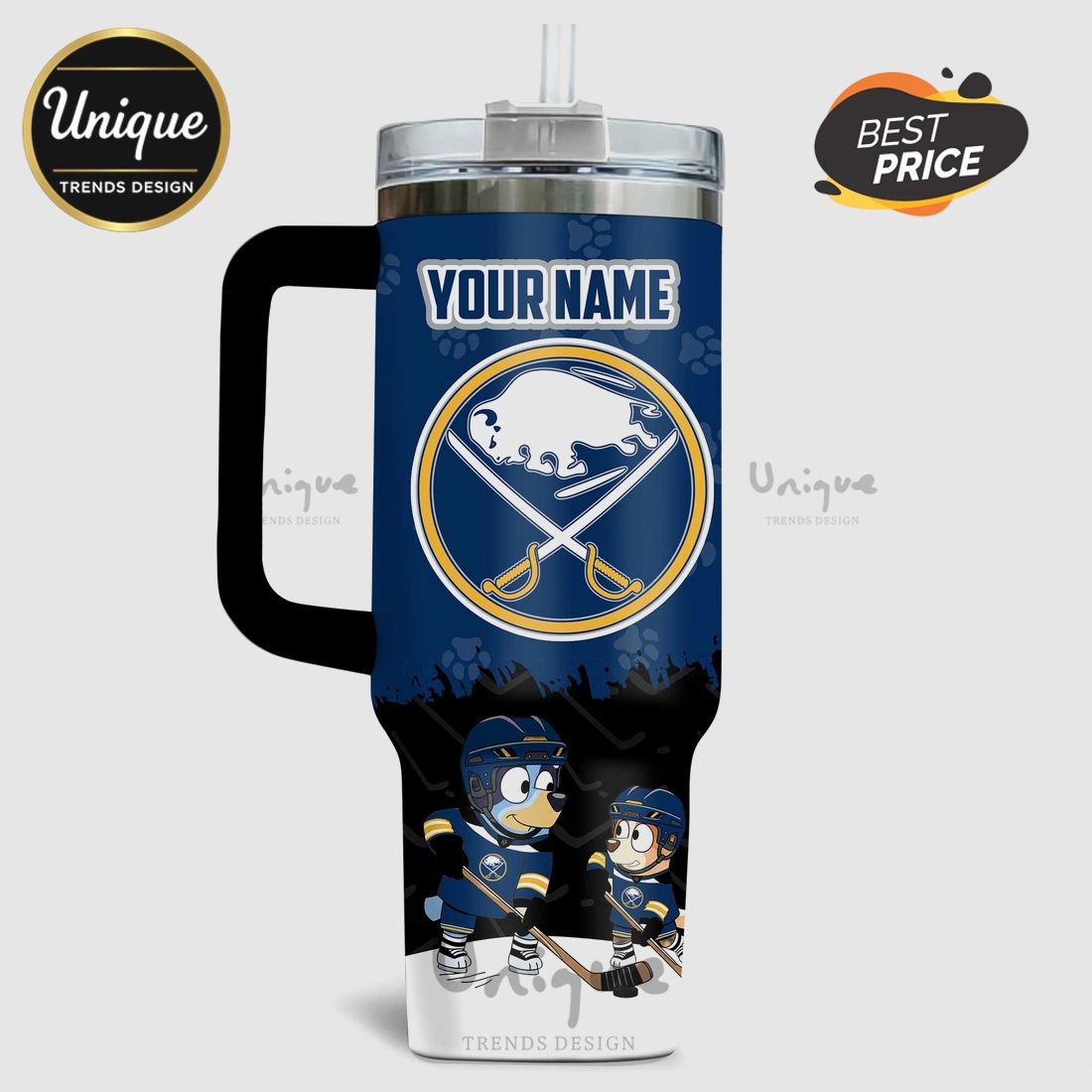 Bluey Buffalo Sabres Personalized 40oz Stanley Tumbler Bluey Buffalo Sabres Personalized 40oz Stanley Tumbler