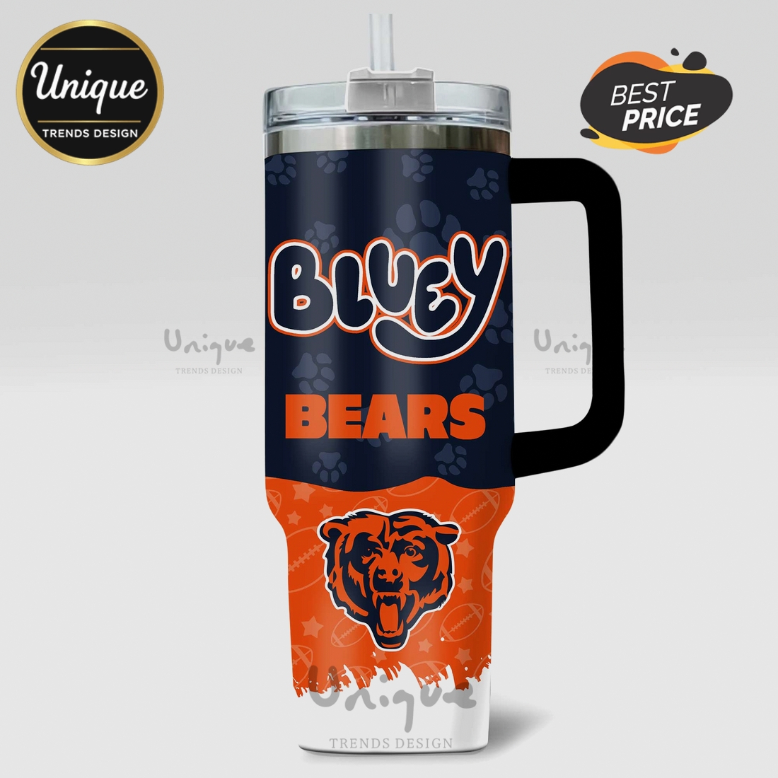 Bluey Chicago Bears NFL Personalized 40oz Tumbler Bluey Chicago Bears NFL Personalized 40oz Tumbler