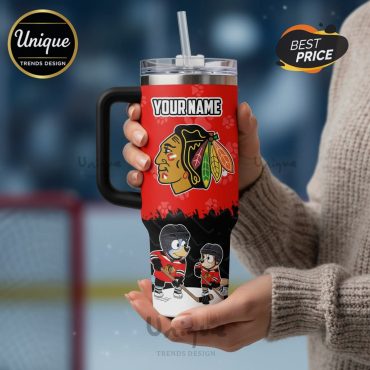 Bluey Chicago Blackhawks 40oz Stanley Style Tumbler
