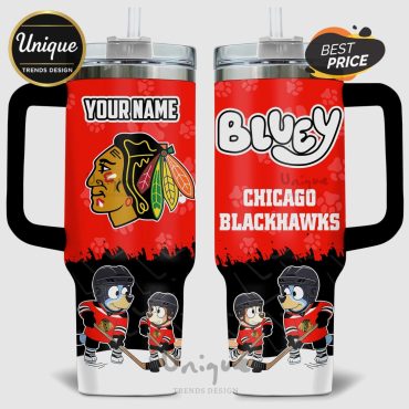 Bluey Chicago Blackhawks 40oz Stanley Style Tumbler