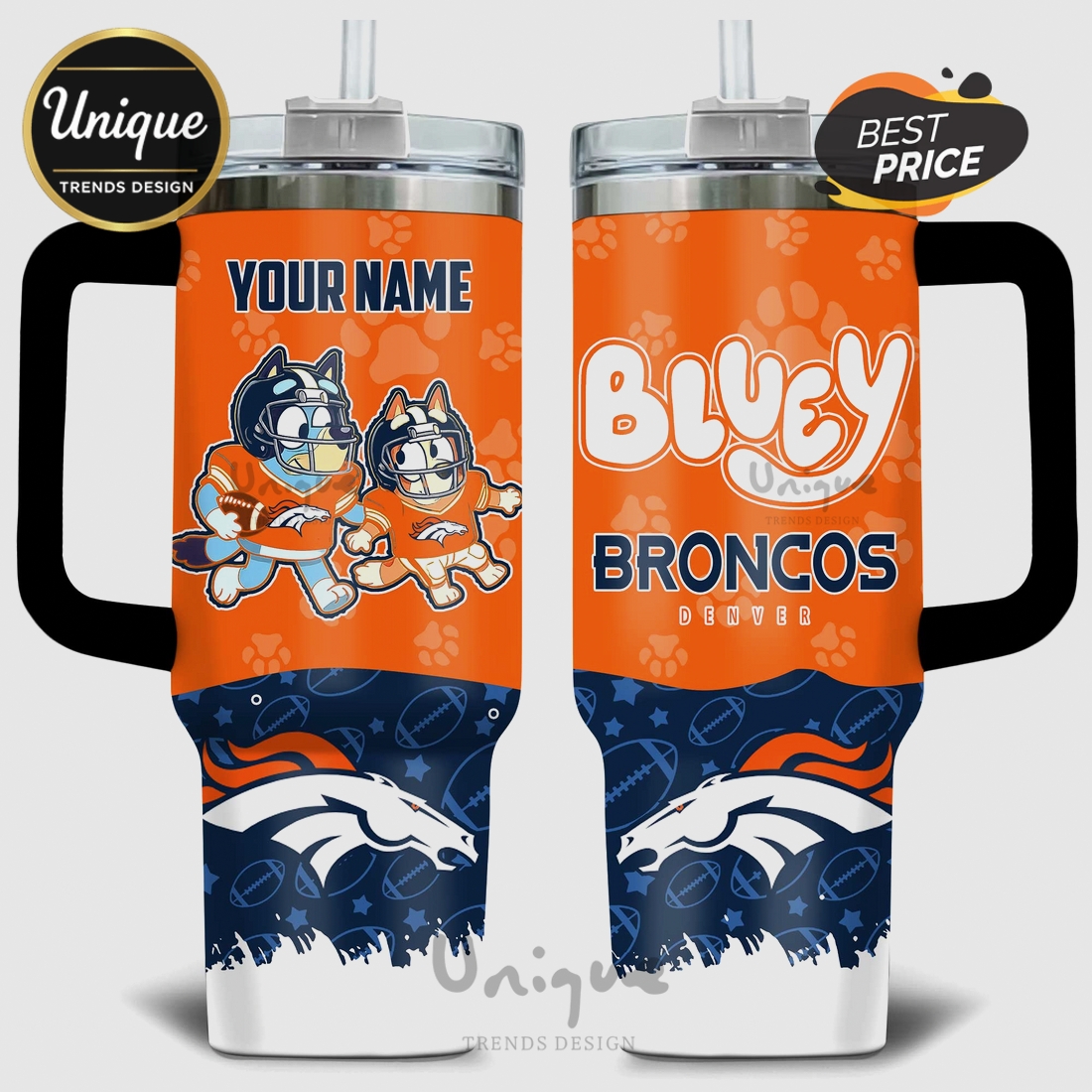 Bluey Denver Broncos Personalized 40oz Tumbler Bluey Denver Broncos Personalized 40oz Tumbler