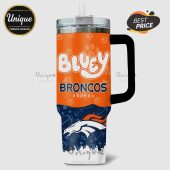 Tumbler with Bluey Broncos Denver text and team logo design.!