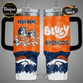 Customizable mug featuring Bluey Broncos design with option to add a name.!