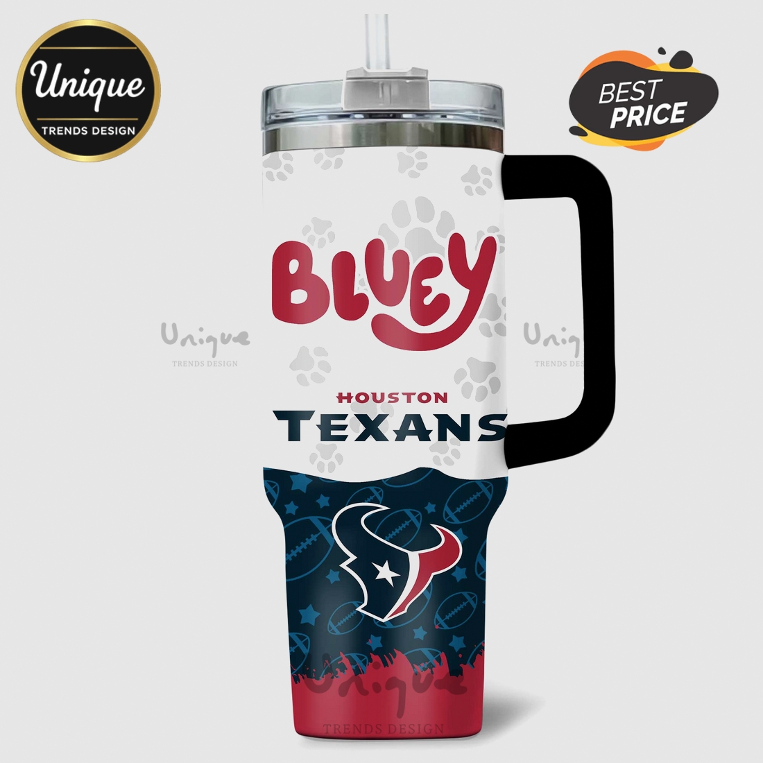Bluey Houston Texans NFL Personalized 40oz Tumbler Bluey Houston Texans NFL Personalized 40oz Tumbler