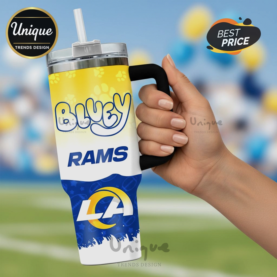 Bluey Los Angeles Rams Personalized 40oz Tumbler Bluey Los Angeles Rams Personalized 40oz Tumbler