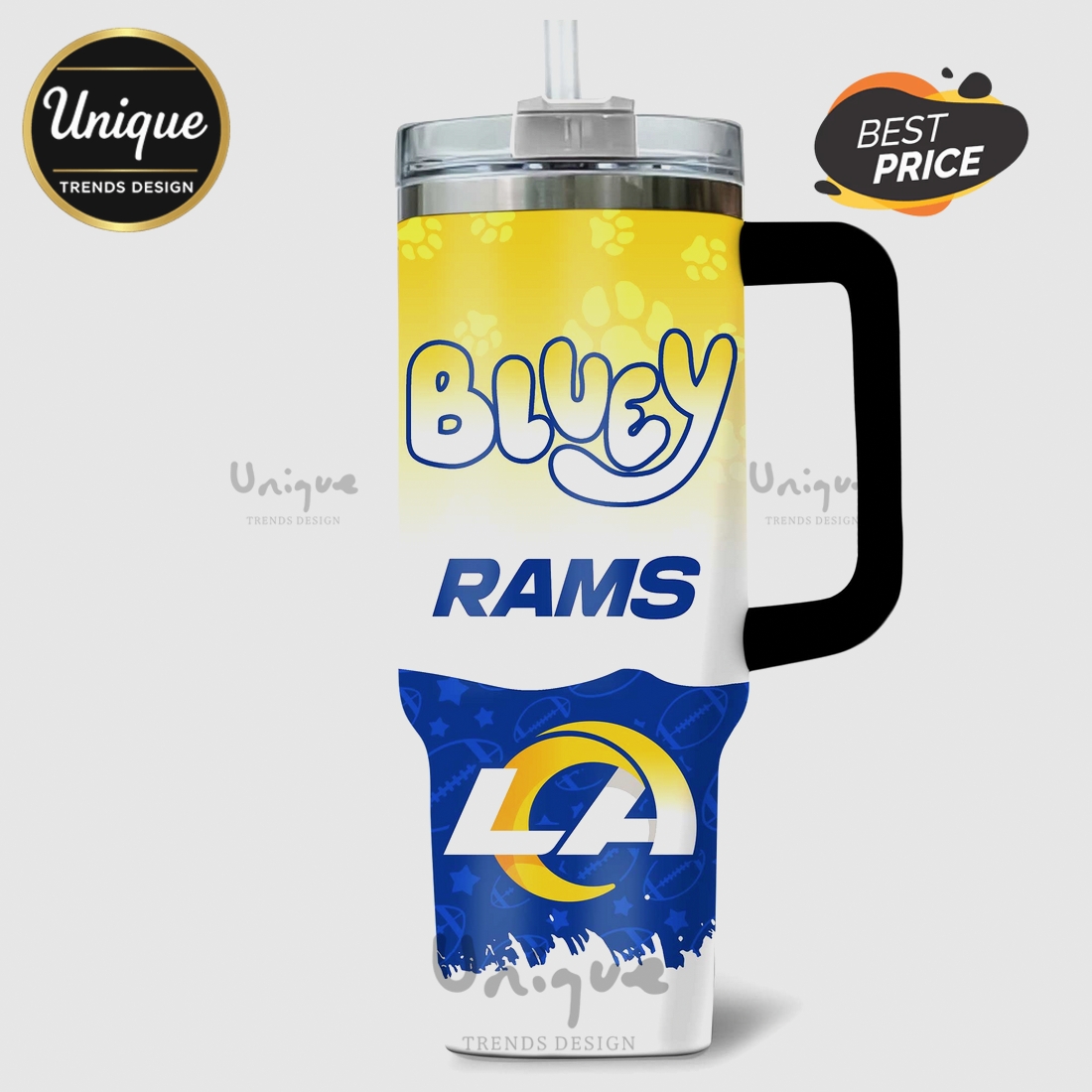 Bluey Los Angeles Rams Personalized 40oz Tumbler Bluey Los Angeles Rams Personalized 40oz Tumbler