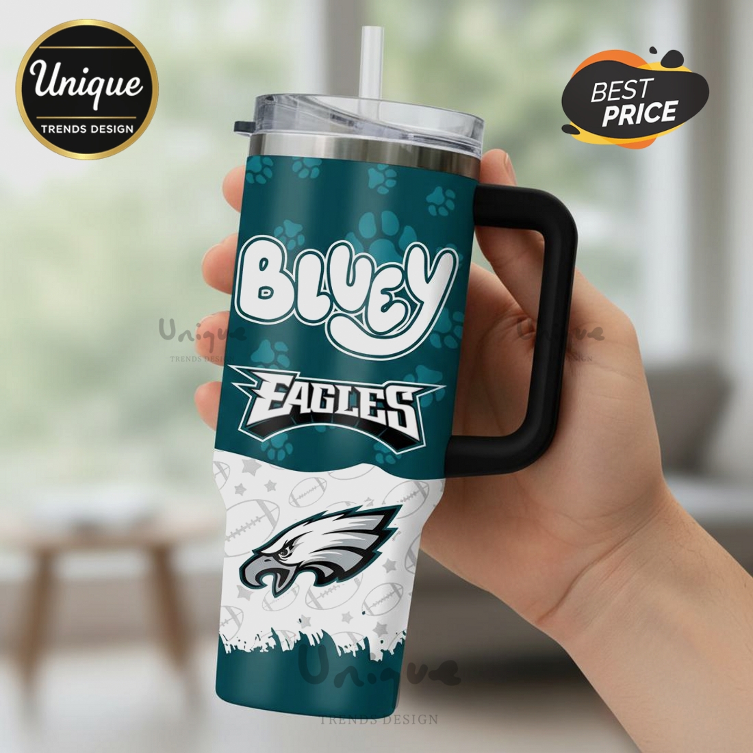 Bluey Philadelphia Eagles NFL Personalized 40oz Tumbler Bluey Philadelphia Eagles NFL Personalized 40oz Tumbler
