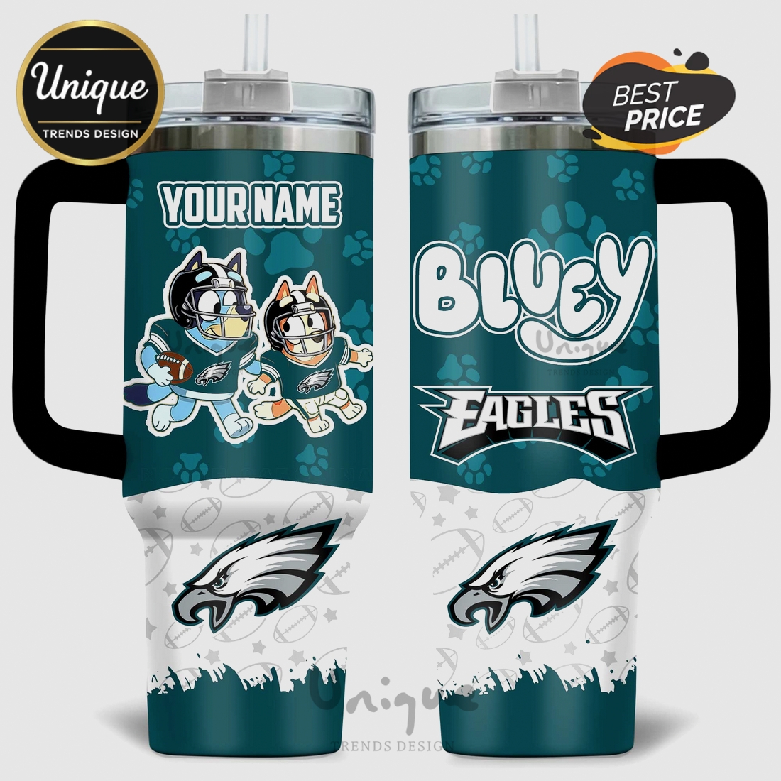 Bluey Philadelphia Eagles NFL Personalized 40oz Tumbler Bluey Philadelphia Eagles NFL Personalized 40oz Tumbler