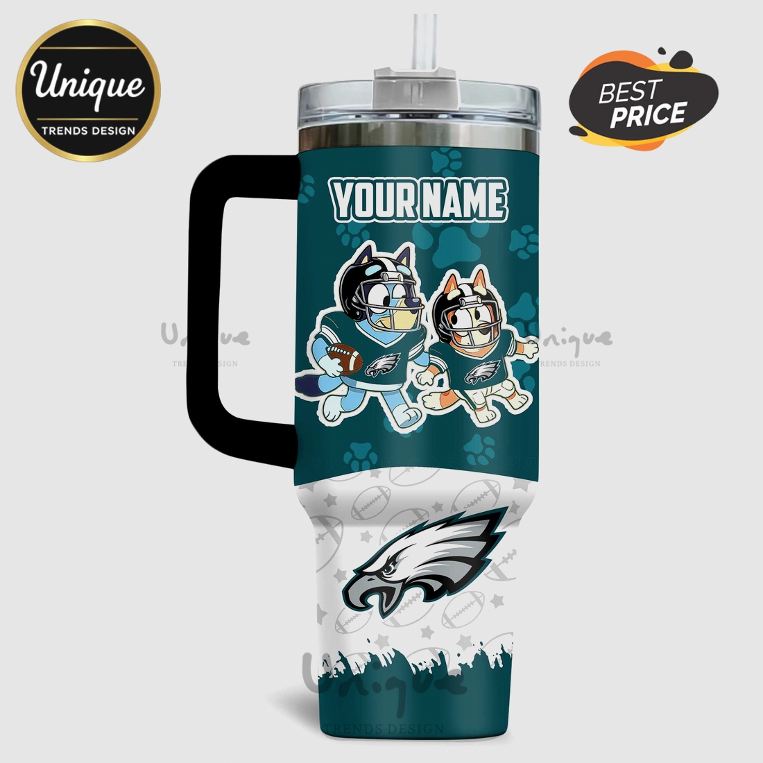 Bluey Philadelphia Eagles NFL Personalized 40oz Tumbler Bluey Philadelphia Eagles NFL Personalized 40oz Tumbler