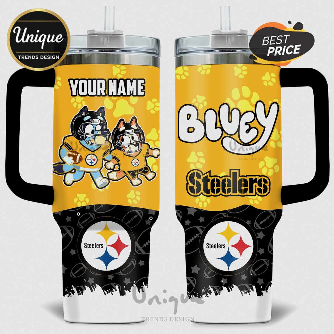 Bluey Pittsburgh Steelers Football Personalized 40oz Tumbler Bluey Pittsburgh Steelers Football Personalized 40oz Tumbler
