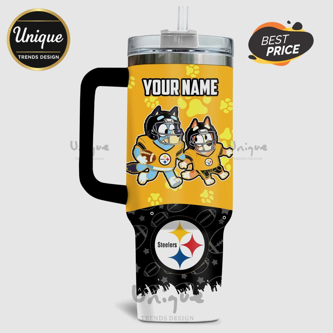 Bluey Pittsburgh Steelers Football Personalized 40oz Tumbler Bluey Pittsburgh Steelers Football Personalized 40oz Tumbler