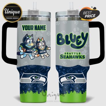 Bluey Seattle Seahawks NFL Personalized 40oz Tumbler