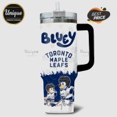 Bluey Toronto Maple Leafs custom tumbler design featuring cartoon dogs in hockey gear.!