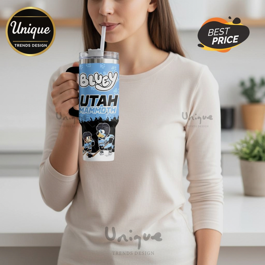 Bluey Utah Mammoth Hockey Personalized 40oz Tumbler Bluey Utah Mammoth Hockey Personalized 40oz Tumbler